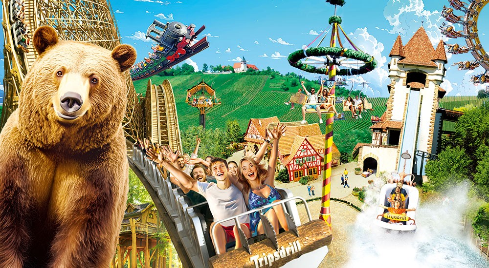 Tripsdrill Bild mit Vergnügungspark und Bär