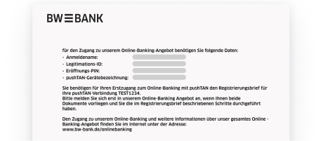Registrierungsbrief der Sparkasse