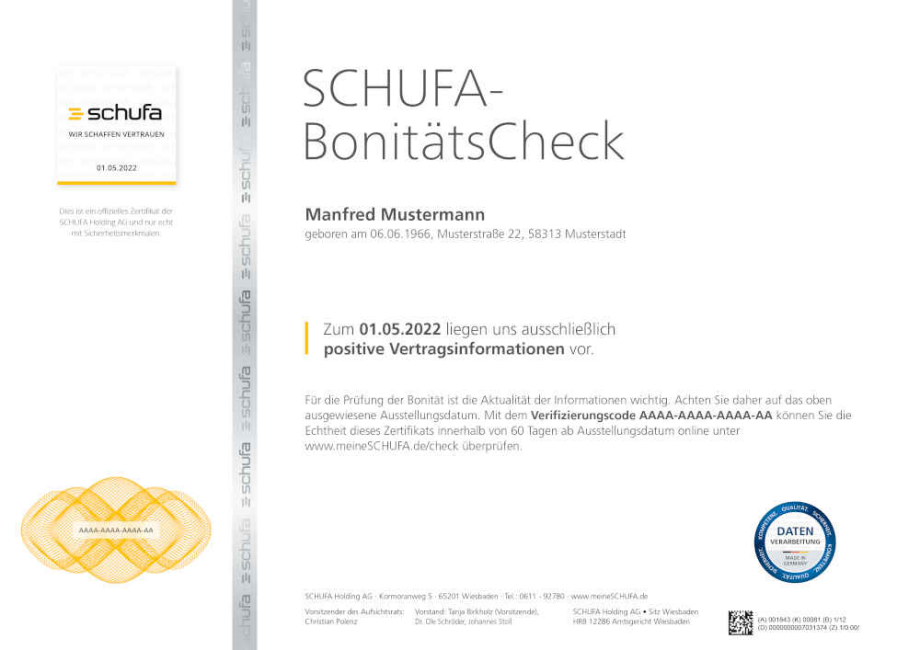 Beispiel SCHUFA-BonitätsCheck