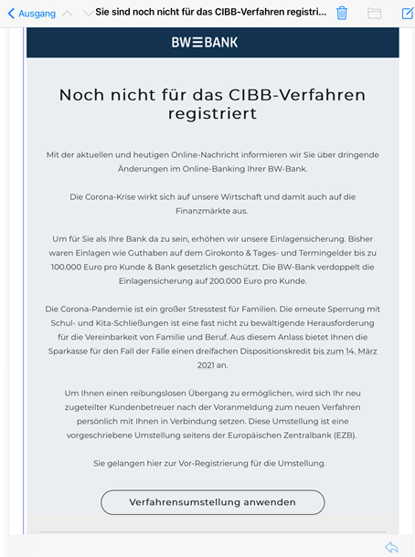 Phishing-Website BW-Bank