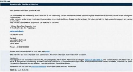 Phishing-Mail BW-Bank