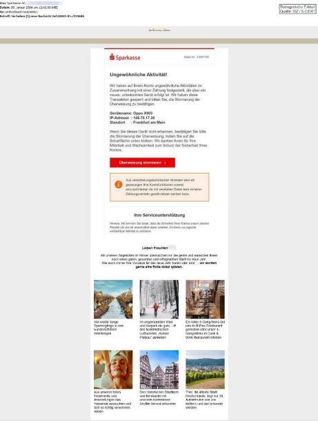 Phishing-Mail BW-Bank