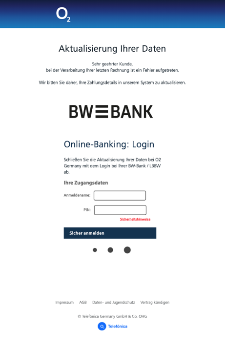 Phishing-Mail BW-Bank