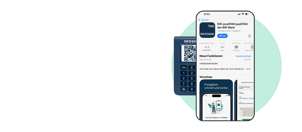 chipTAN-Generator und S-pushTAN-App auf Smartphone